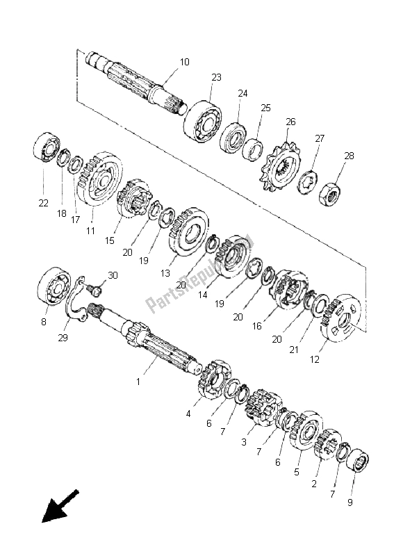 All parts for the Transmission of the Yamaha DT 125X 2005