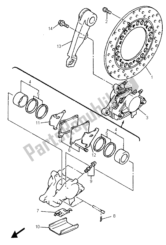 Toutes les pièces pour le étrier De Frein Arrière du Yamaha YZF 750 SP 1996