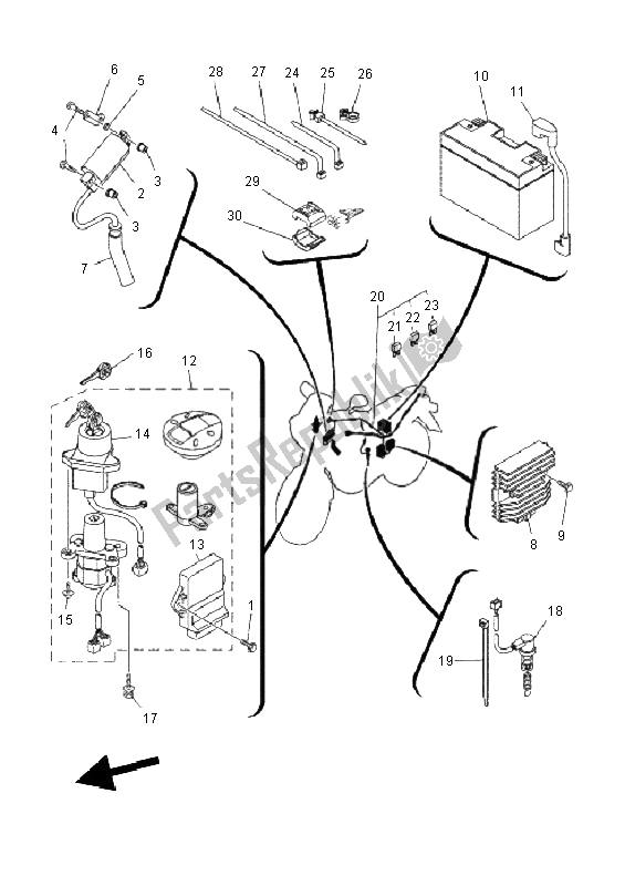 All parts for the Electrical 1 of the Yamaha XT 660X 2011