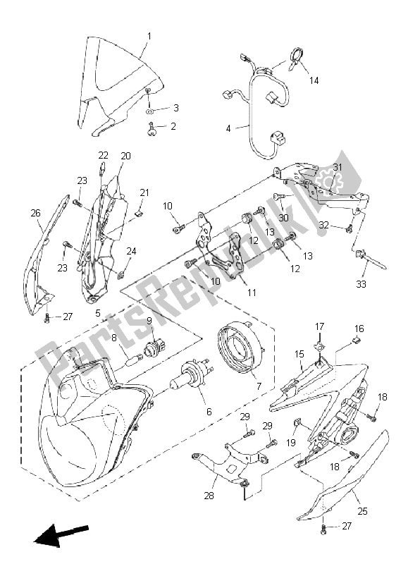 Alle onderdelen voor de Koplamp van de Yamaha FZ8 N 800 2011