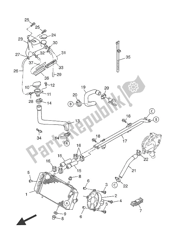 Tutte le parti per il Tubo Del Radiatore del Yamaha YP 125 RA 2016