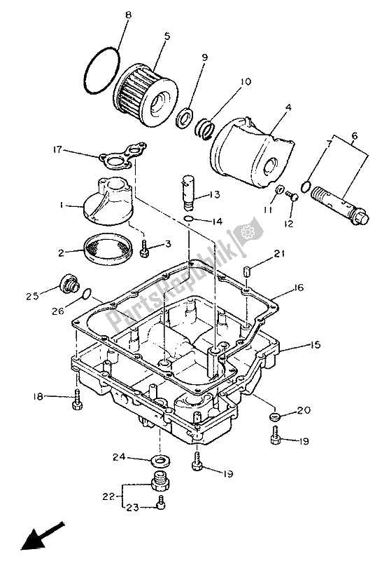 All parts for the Oil Cleaner of the Yamaha FJ 1200 1986