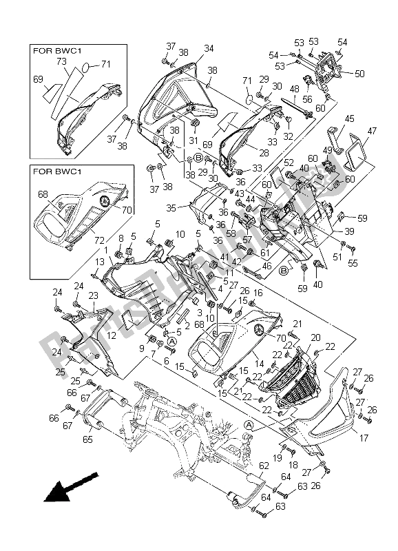 All parts for the Cowling of the Yamaha XT 1200Z Tenere 2012