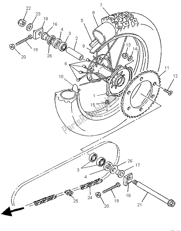 Tutte le parti per il Ruota Posteriore del Yamaha YZ 250 1996