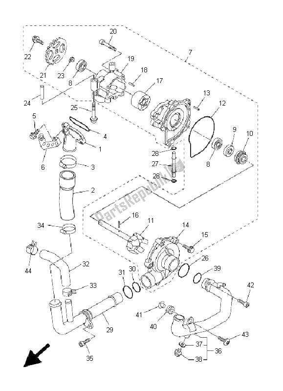 All parts for the Water Pump of the Yamaha FZ1 N Fazer 1000 2011