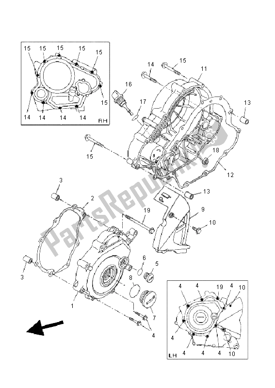 All parts for the Crankcase Cover 1 of the Yamaha WR 125R 2011