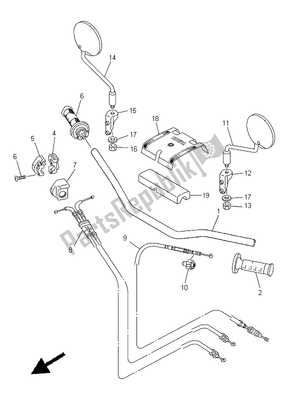 All parts for the Steering Handle & Cable of the Yamaha WR 450F 2015