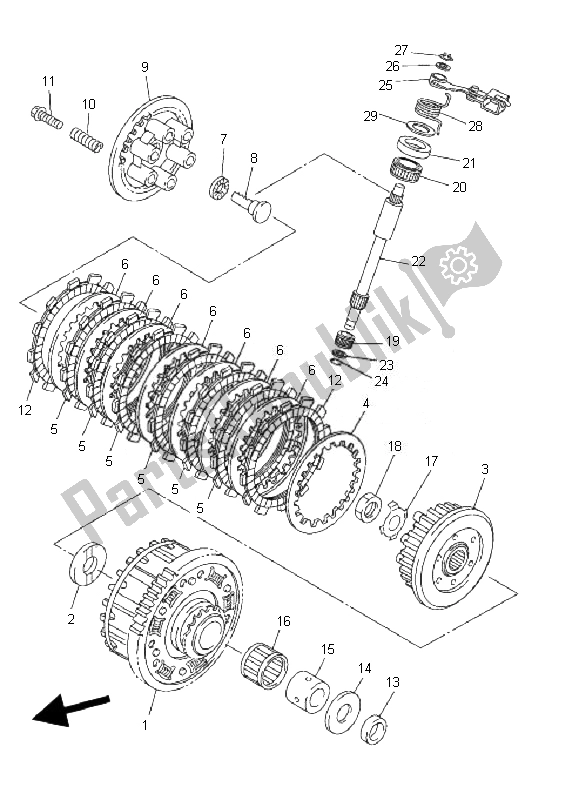 Alle onderdelen voor de Koppeling van de Yamaha FZ6 SHG Fazer 600 2007