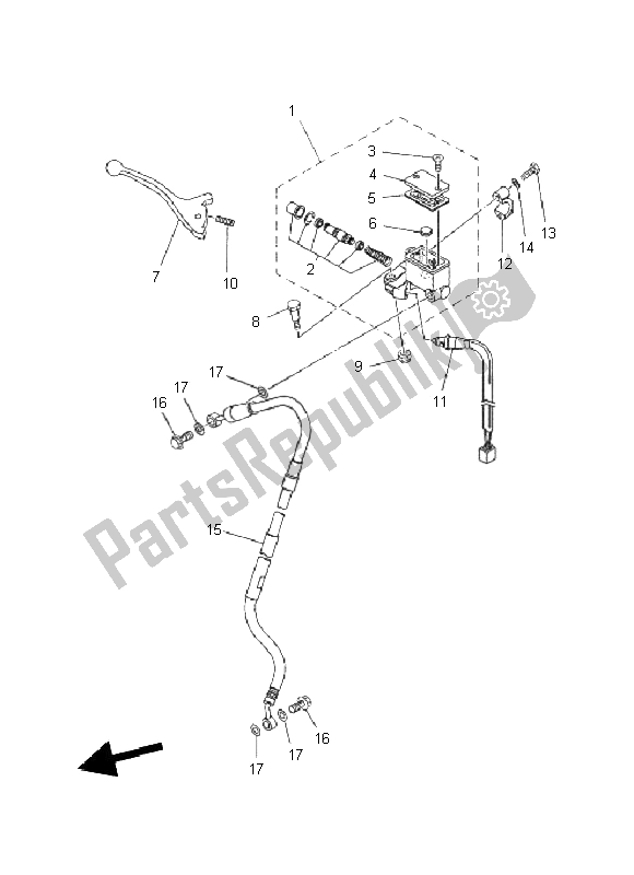 All parts for the Front Master Cylinder of the Yamaha XT 660R 2011