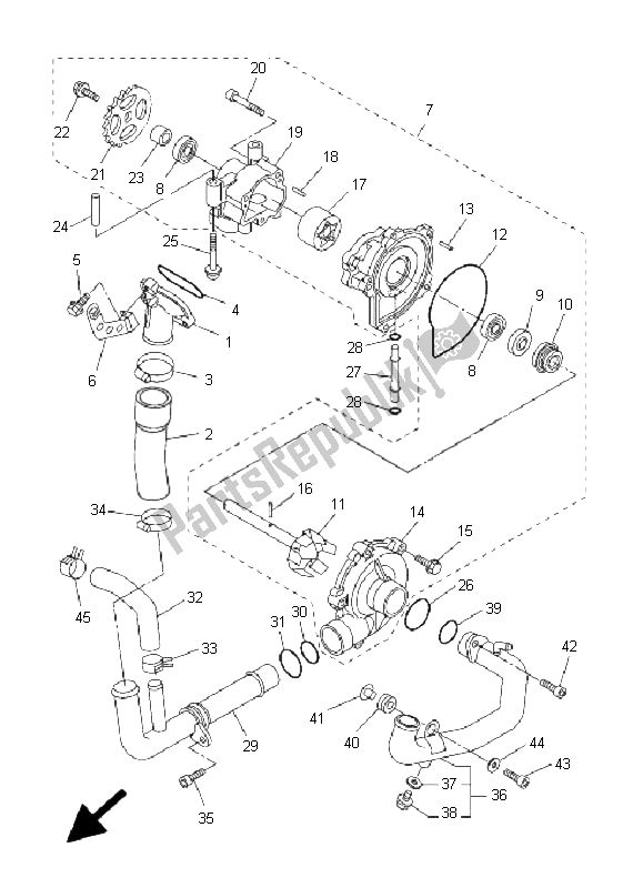 All parts for the Water Pump of the Yamaha FZ1 S Fazer 1000 2008