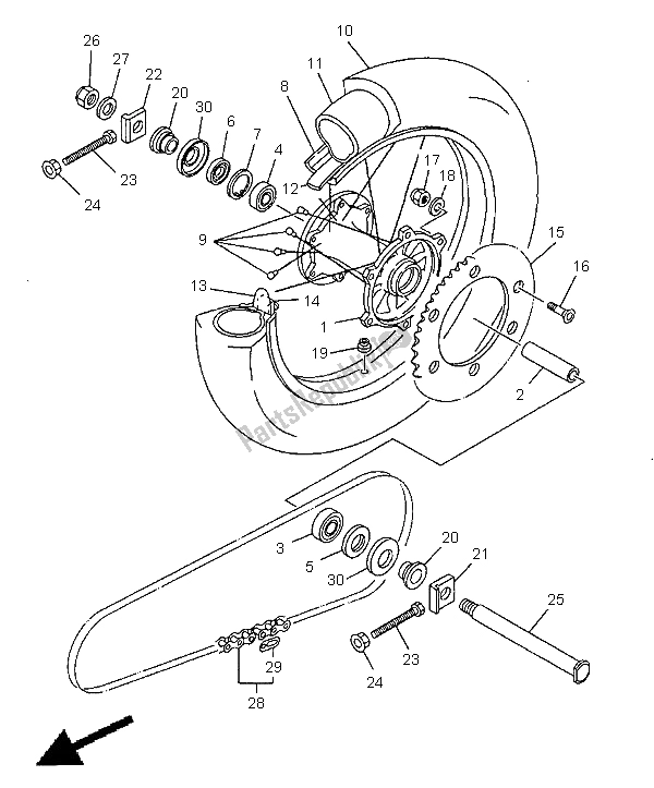 Wszystkie części do Tylne Ko? O Yamaha YZ 400F 1999