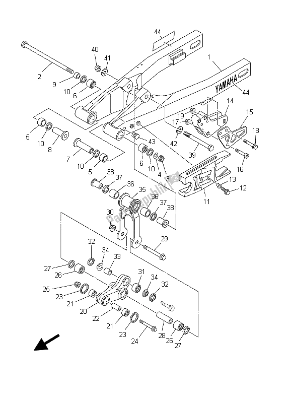 All parts for the Rear Arm of the Yamaha YZ 85 SW LW 2003