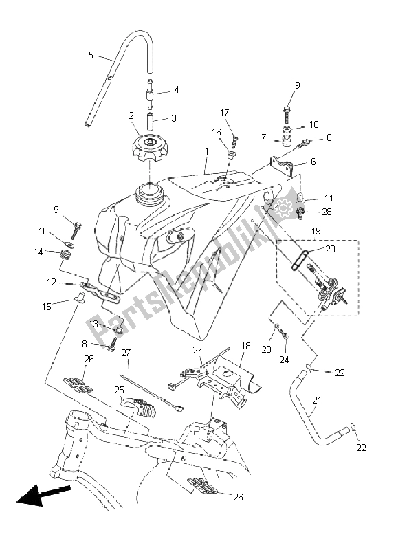 All parts for the Fuel Tank of the Yamaha WR 250F 2011