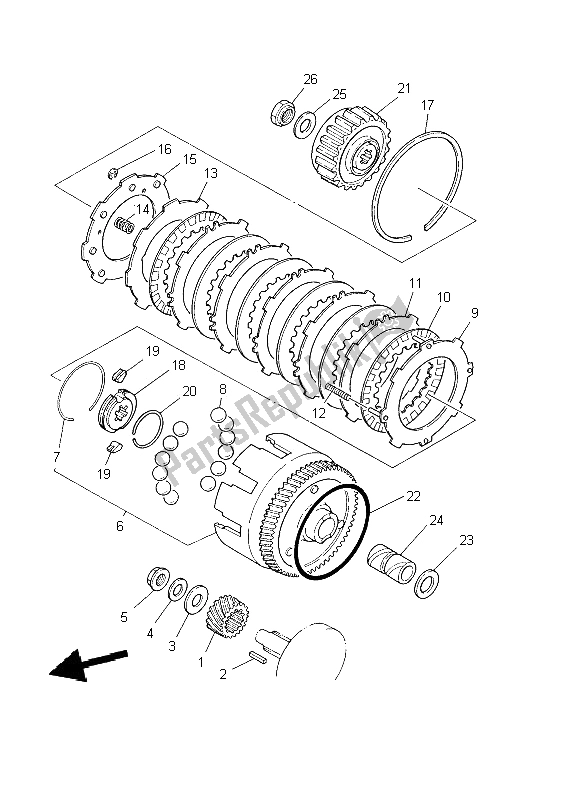 All parts for the Clutch of the Yamaha PW 80 2009