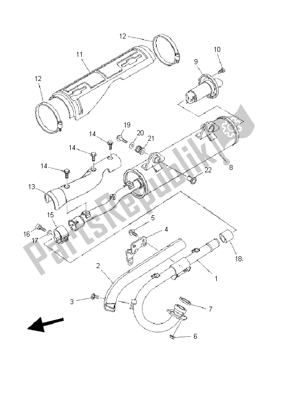 All parts for the Exhaust of the Yamaha YFM 450F Kodiak 4X4 2003