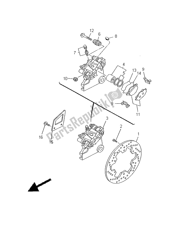 All parts for the Rear Brake Caliper of the Yamaha DT 125R 2000