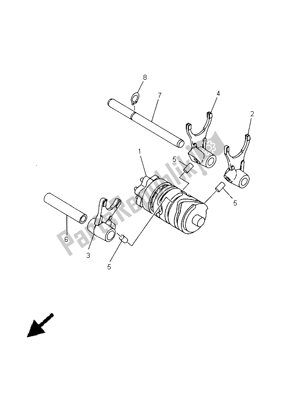 Todas as partes de Shift Cam E Garfo do Yamaha YZ 85 SW LW 2005