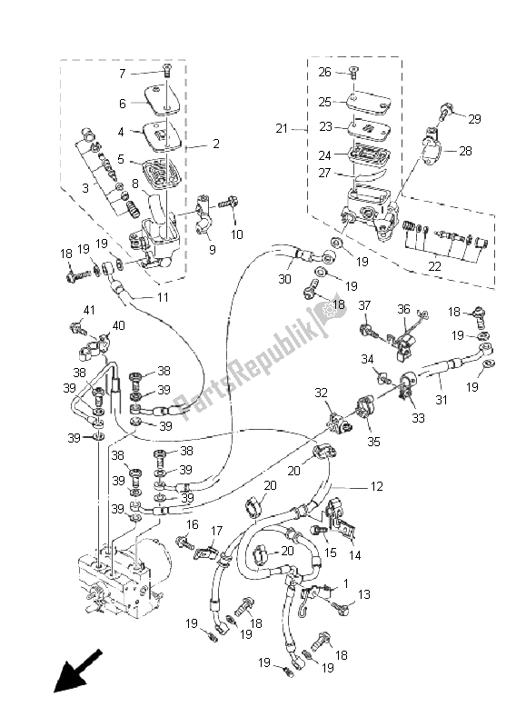 All parts for the Front Master Cylinder of the Yamaha YP 400A Majesty 2008