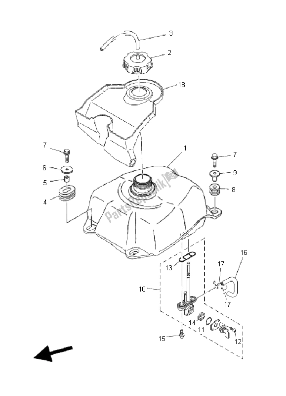 Toutes les pièces pour le Réservoir D'essence du Yamaha YFM 125 Grizzly 2005