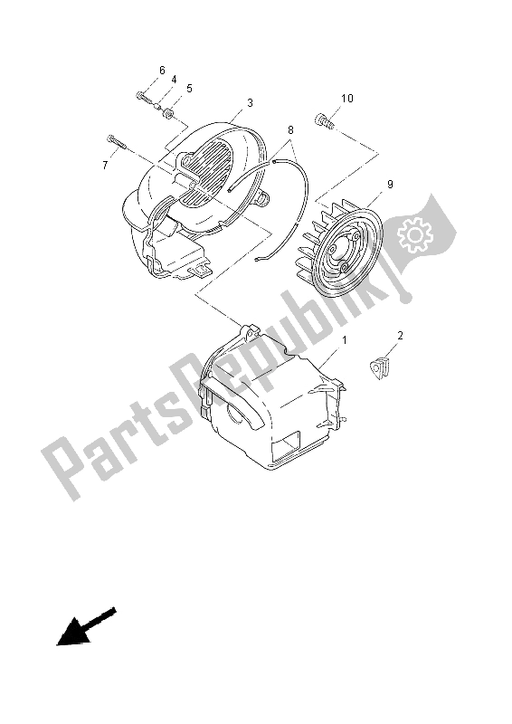 All parts for the Air Shroud & Fan of the Yamaha YN 50 2014