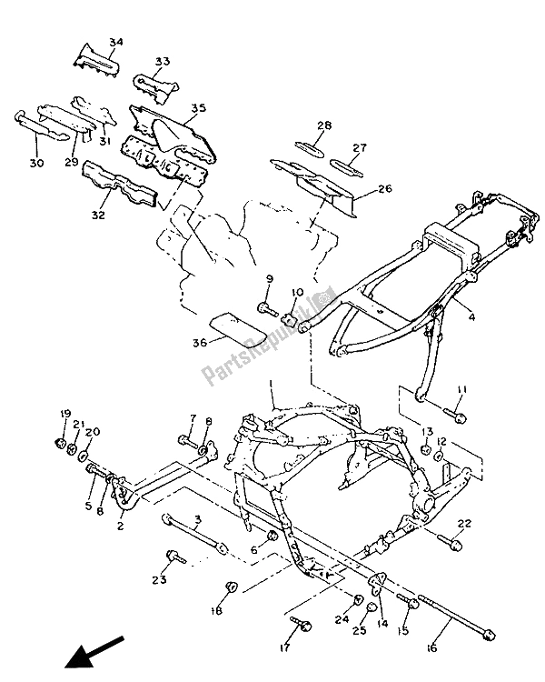 Toutes les pièces pour le Cadre du Yamaha XVZ 13 TD Venture Royal 1300 1990