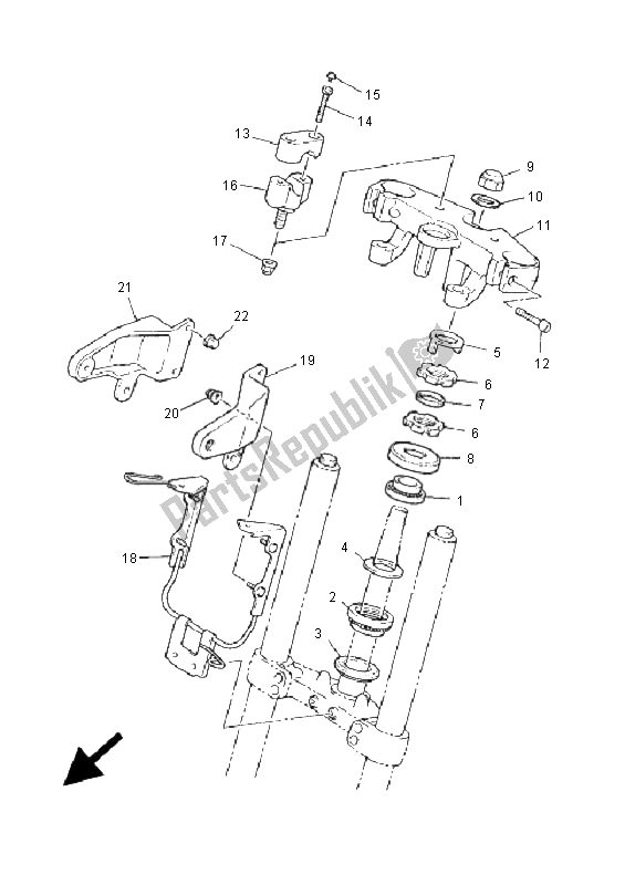 All parts for the Steering of the Yamaha XJR 1300 SP 2001