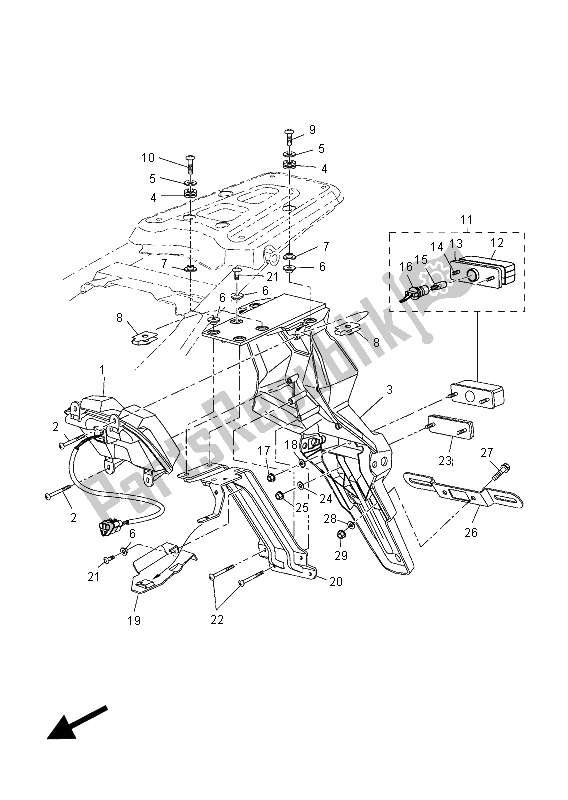 All parts for the Taillight of the Yamaha XT 660Z Tenere 2012