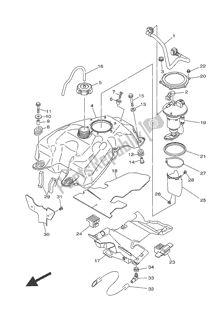 Tutte le parti per il Serbatoio Di Carburante del Yamaha YFM 700R 2016