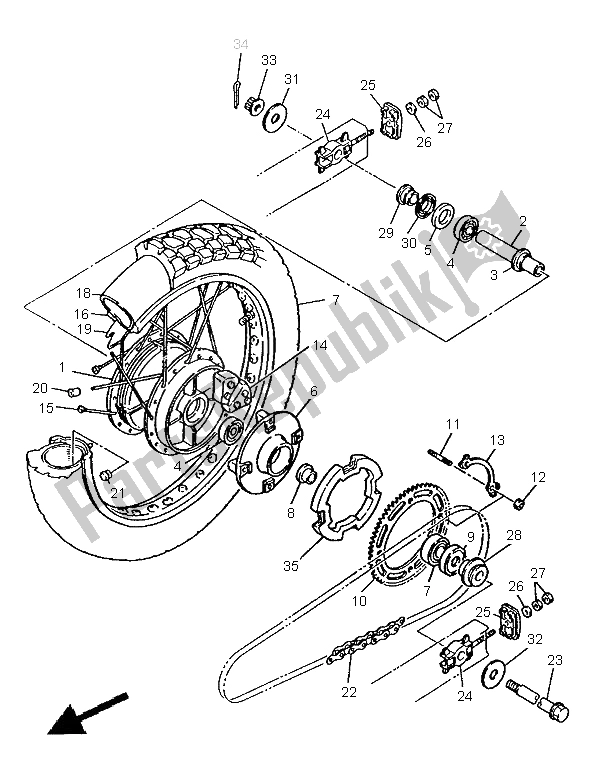 All parts for the Rear Wheel of the Yamaha XTZ 660 Tenere 1996