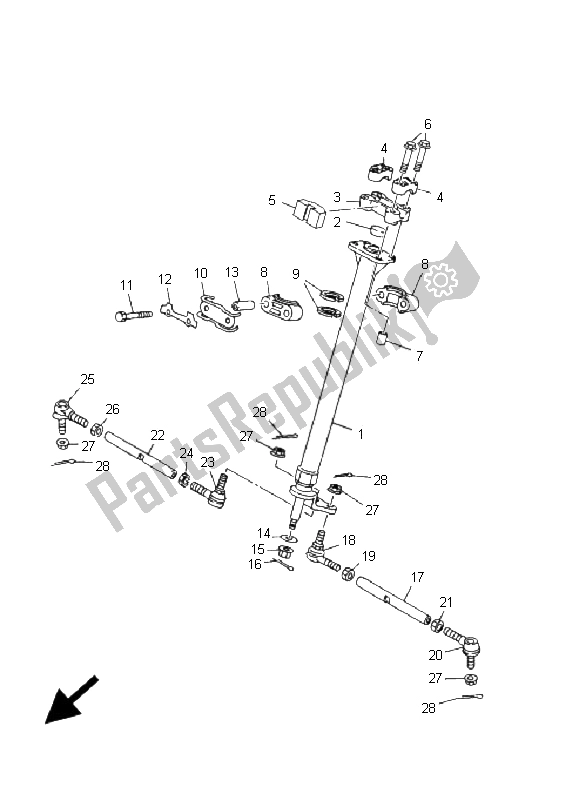 All parts for the Steering of the Yamaha YFM 80R 2008