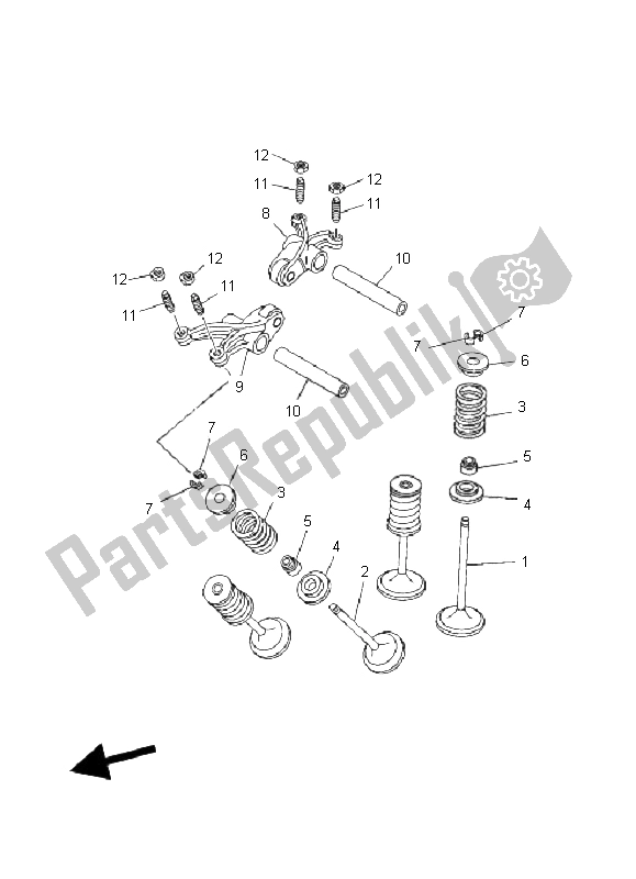 All parts for the Valve of the Yamaha YFM 700R 2008