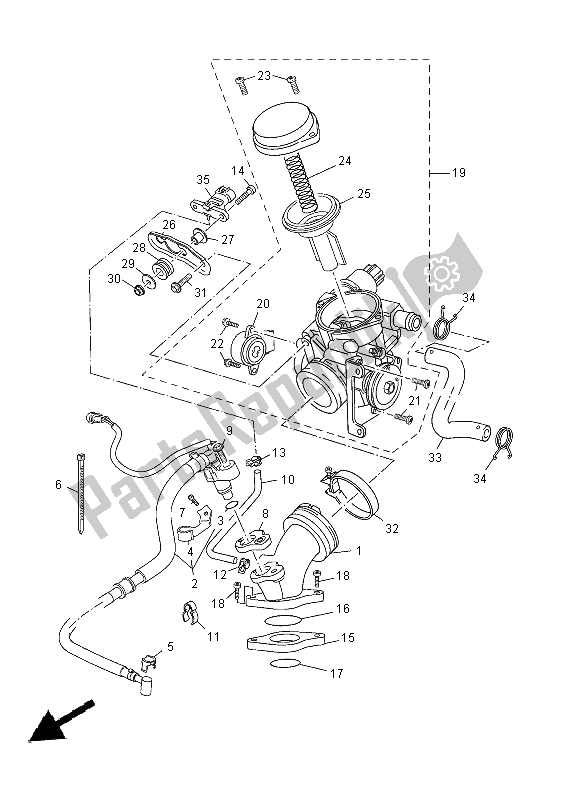 Alle onderdelen voor de Inname van de Yamaha YP 250R 2014