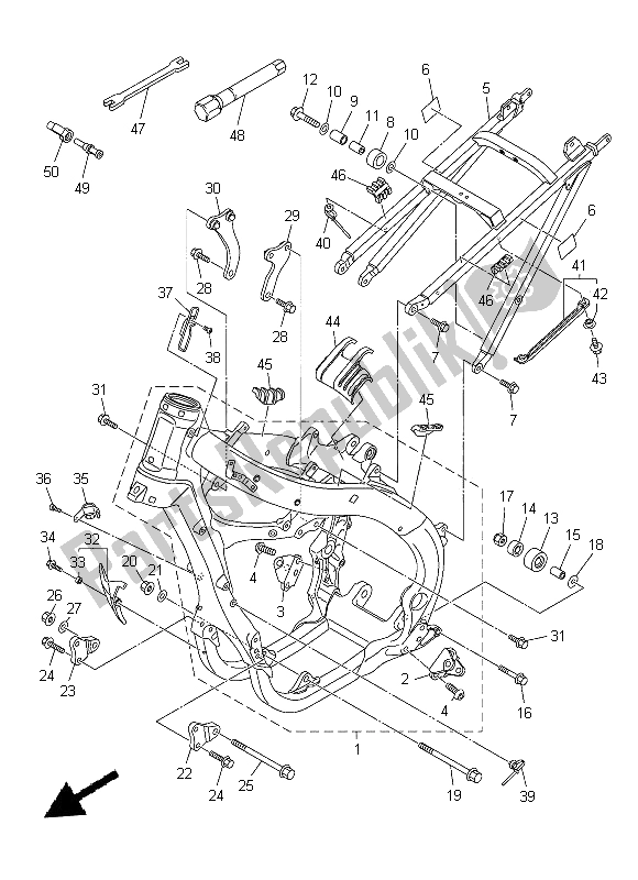 All parts for the Frame of the Yamaha YZ 250F 2014