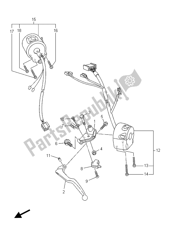 All parts for the Handle Switch & Lever of the Yamaha XJ6 NA 600 2015