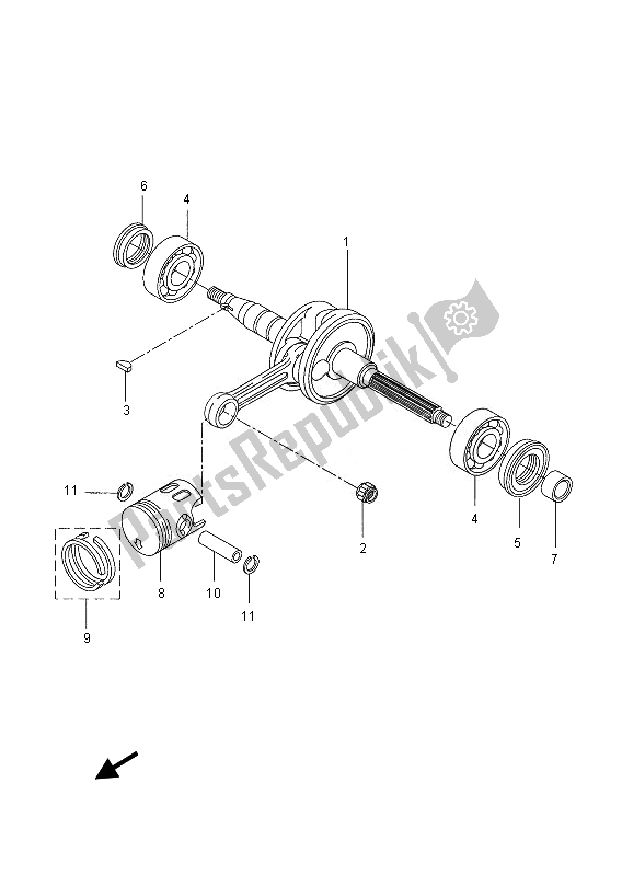 Toutes les pièces pour le Vilebrequin Et Piston du Yamaha YN 50E 2013