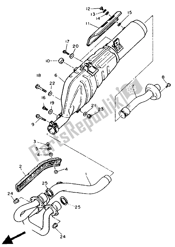 All parts for the Exhaust of the Yamaha XT 600K 1991
