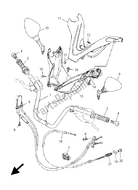 Todas las partes para Manija De Dirección Y Cable de Yamaha YP 400A Majesty 2007