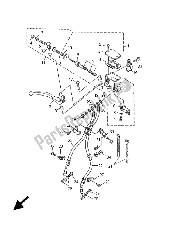 Toutes les pièces pour le Maître-cylindre Avant du Yamaha XJ 600N 2001