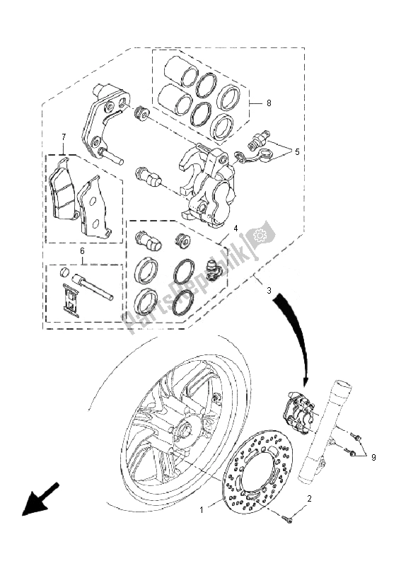 Toutes les pièces pour le étrier De Frein Avant du Yamaha VP 250 X City 2007