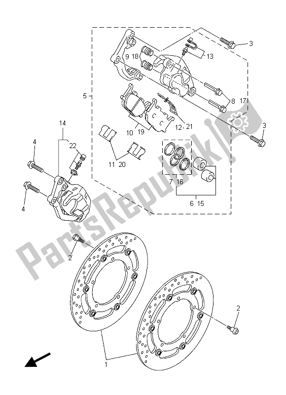All parts for the Front Brake Caliper of the Yamaha XJ6 NA 600 2015