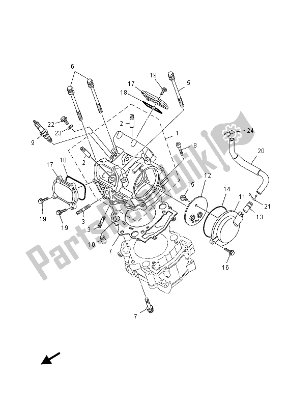 All parts for the Cylinder Head of the Yamaha YFM 700 Fgpad Grizzly 4X4 2013