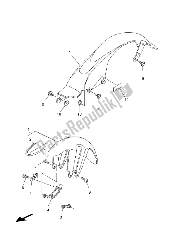 Tutte le parti per il Parafango del Yamaha EC 03 2011