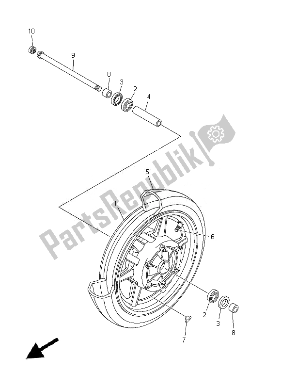 All parts for the Front Wheel of the Yamaha XVS 1300A 2014