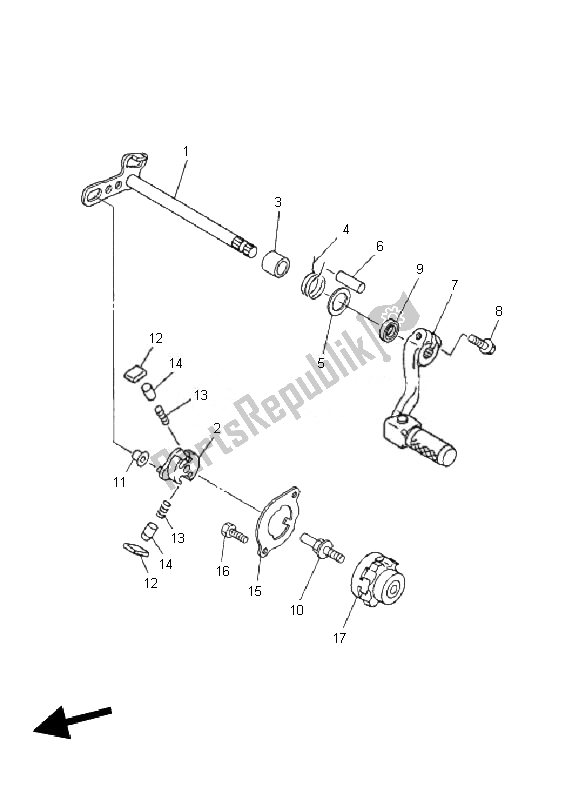 All parts for the Shift Shaft of the Yamaha WR 450F 2010