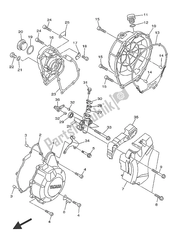 Alle onderdelen voor de Carterdeksel 1 van de Yamaha XJ6N 600 2016