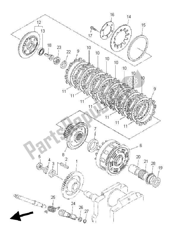 All parts for the Clutch of the Yamaha XVS 950A 2011