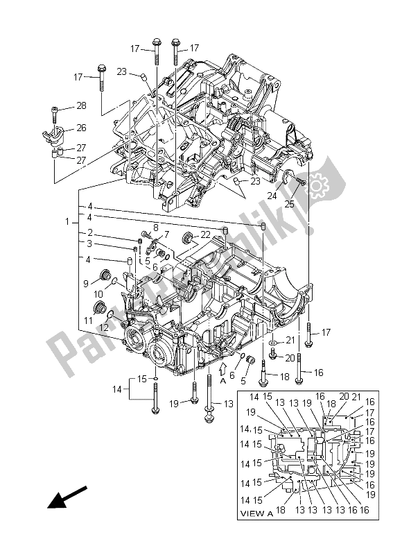 All parts for the Crankcase of the Yamaha XT 1200Z 2015