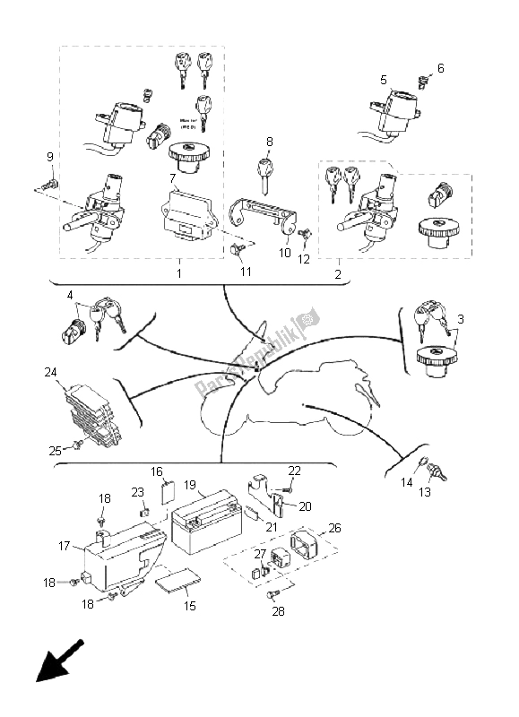 All parts for the Electrical 1 of the Yamaha YP 250R X MAX 2009