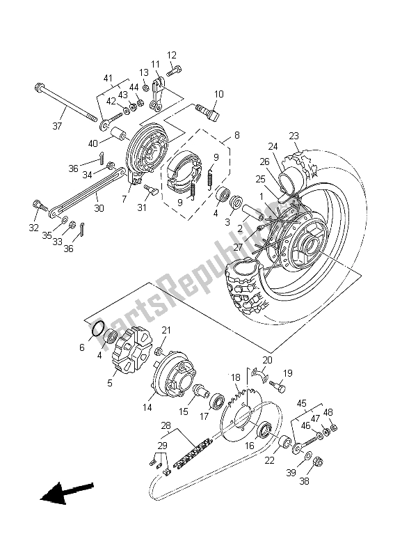 Wszystkie części do Tylne Ko? O Yamaha TT R 90 2004