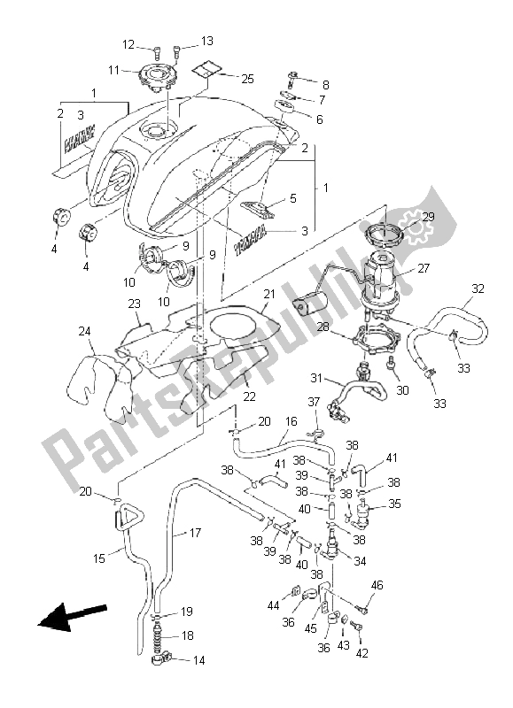 Todas as partes de Tanque De Combustível do Yamaha XJR 1300 2011